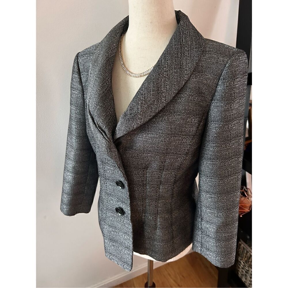 Kasper blazer gray fancy size 8 petite